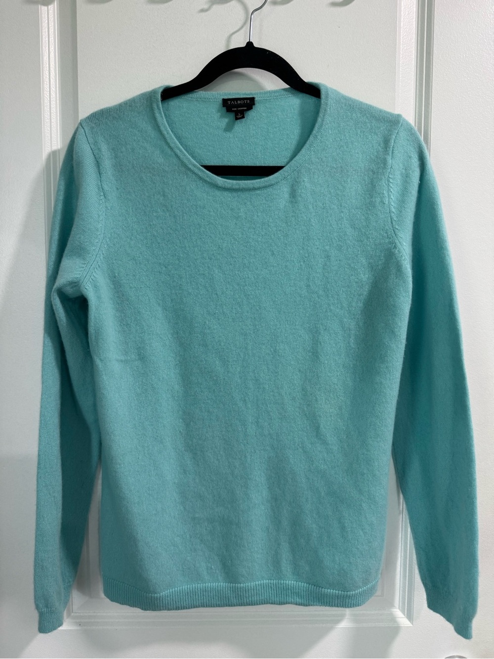 Talbots 100% Cashmere Crewneck Sweater Aqua Blue L